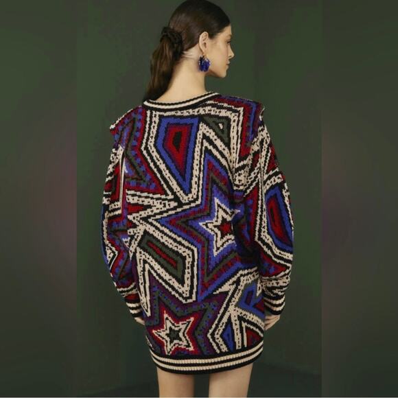 NWT Farm Rio Mystic Trip Oversized Wool Blend Sweater Knit Mini Dress Size XL - Picture 3 of 11